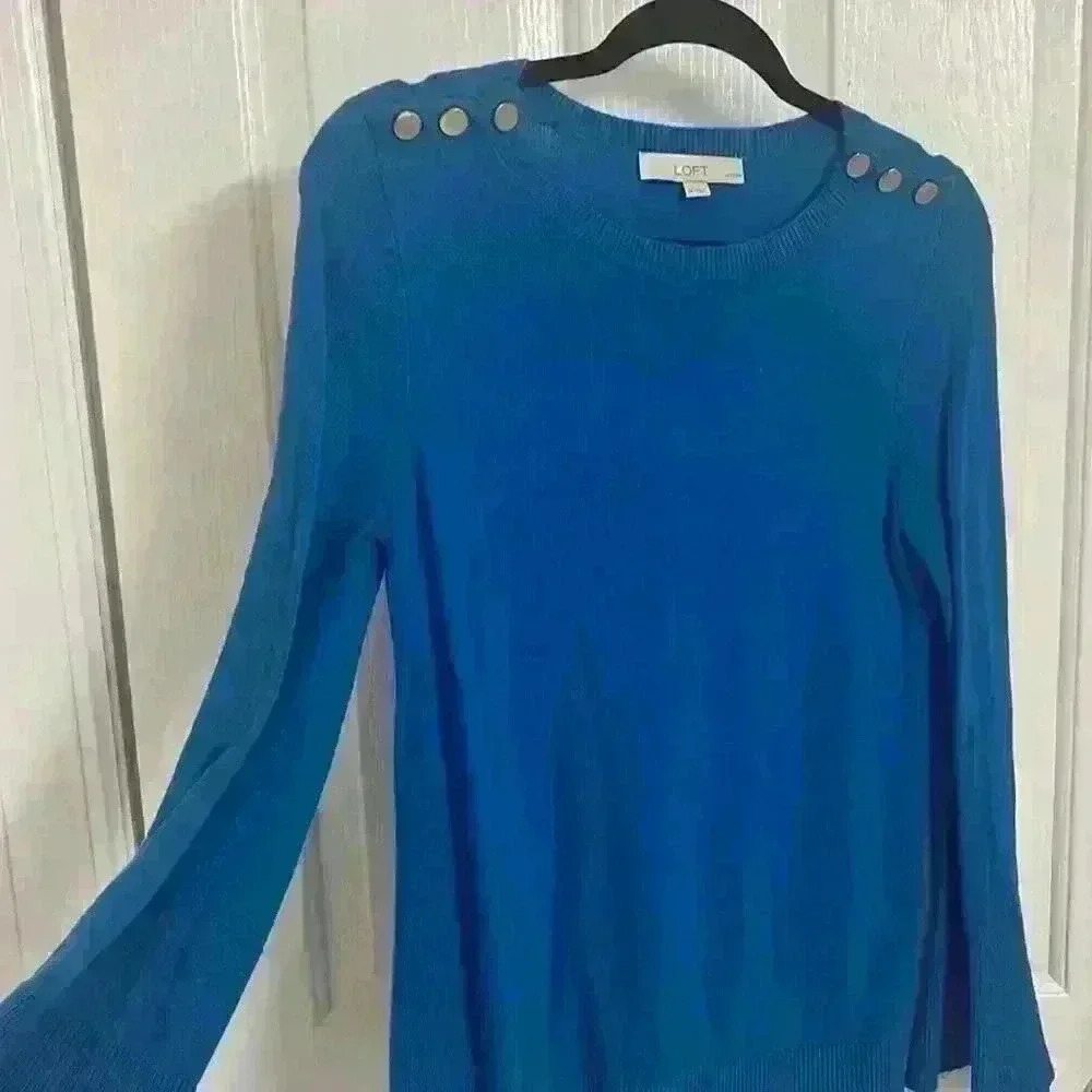 Loft sweater gold buttons bell sleeve